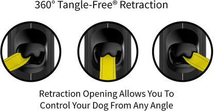 360° Tangle-Free Reflective Retractable Dog Leash | 16 Ft Strong Nylon Tape (Medium)